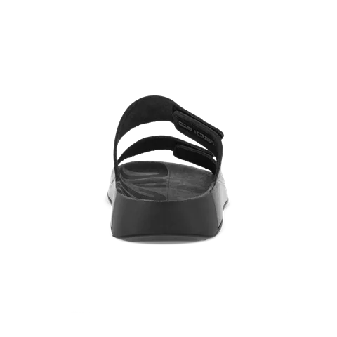 Men's ECCO® Cozmo Leather Two Strap Sandal - Black - Heel
