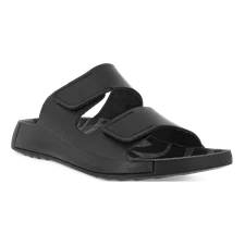 Men's ECCO® Cozmo Leather Two Strap Sandal - Black - Main