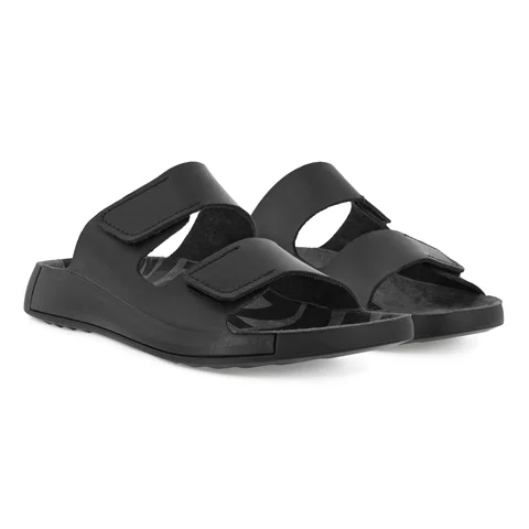 Men's ECCO® Cozmo Leather Two Strap Sandal - Black - Pair