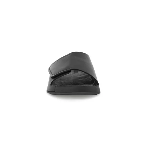 Men's ECCO® Cozmo Leather Slider - Black - Front