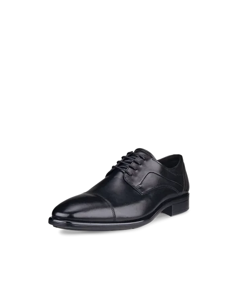 Men's ECCO® Citytray Leather Derby Shoe - Black - M