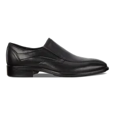 Men's ECCO® Citytray Leather Slip-On Dress Shoe - Black - Outside
