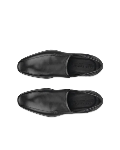 Men's ECCO® Citytray Leather Slip-On Dress Shoe - Black - Top_Left_Pair