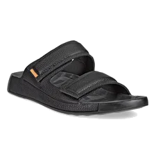 Men's ECCO® Cozmo 60 Leather Two Strap Sandal - Black - Main