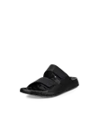 Men's ECCO® Cozmo Leather Two Strap Sandal - Black - M