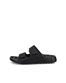 Men's ECCO® Cozmo Leather Two Strap Sandal - Black - O