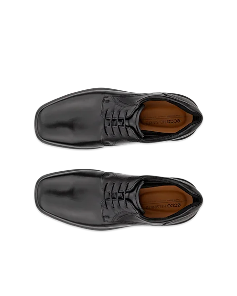 Men's ECCO® Helsinki 2 Leather Derby Shoe - Black - Top_Left_Pair