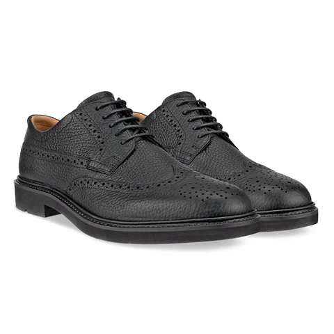 Men's ECCO® Metropole London Leather Brogue Shoe - Black - Pair