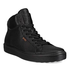 Męskie skórzane wysokie sneakersy ECCO® Soft 60 - Czarny - Main