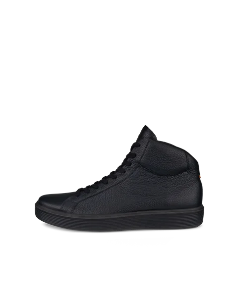 Men's ECCO® Soft 60 Leather High-Top Trainer - Black - O