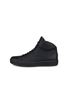 Men's ECCO® Soft 60 Leather High-Top Trainer - Black - O