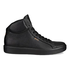 Men's ECCO® Soft 60 Leather High-Top Trainer - Black - Outside