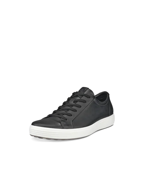 Men's ECCO® Soft 7 Leather Trainer - Black - M