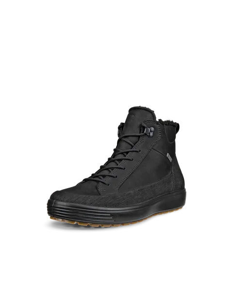 Men's ECCO® Soft 7 Tred Leather Gore-Tex Mid-Cut Boot - Black - M