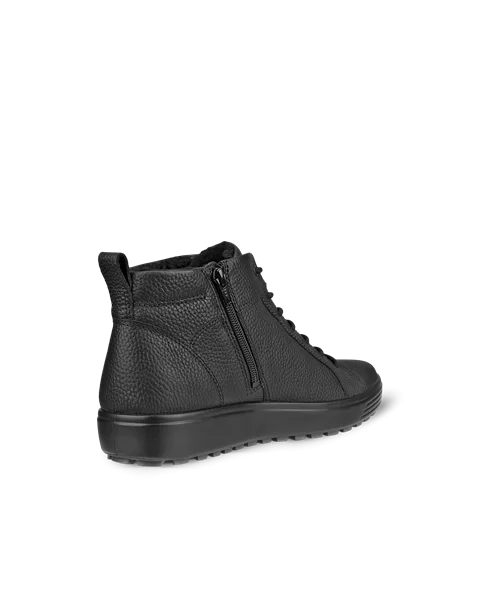 Men's ECCO® Soft 7 TRED Leather Lace-Up Mid-Cut Boot - Black - B