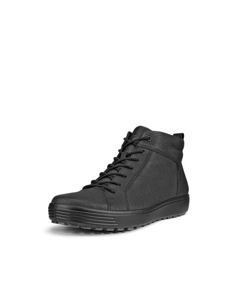 Men's ECCO® Soft 7 TRED Leather Lace-Up Mid-Cut Boot - Black - M