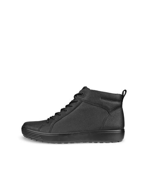 Men's ECCO® Soft 7 TRED Leather Lace-Up Mid-Cut Boot - Black - O