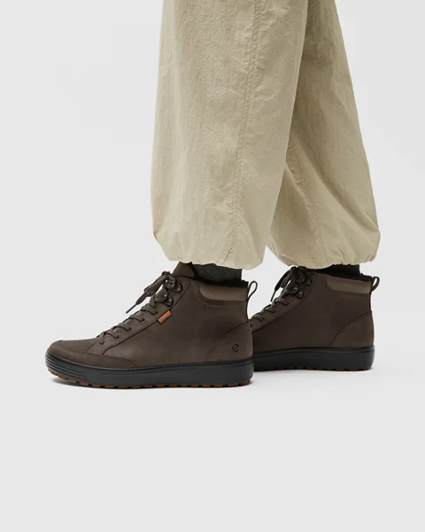 Men's ECCO® Soft 7 Tred Leather Gore-Tex Mid-Cut Boot - Black - Lifestyle_Image_1