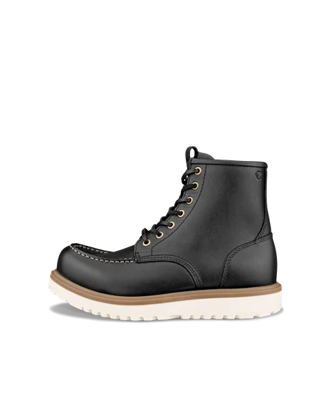 Men's ECCO® Staker Leather Moc-Toe Boot - Black - O