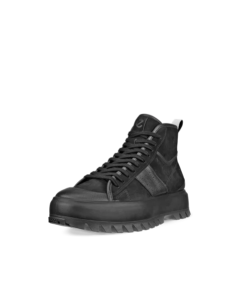 Męskie nubukowe wysokie sneakersy Gore-Tex ECCO® Street Ace Rugged - Czarny - M