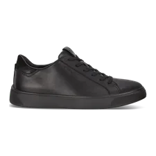 Men's ECCO® Street Tray Leather Gore-Tex Trainer - Black - Outside