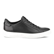 Men's ECCO® Street Tray Leather Trainer - Black - Outside
