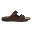 Men's ECCO® Cozmo Nubuck Two Strap Sandal - Brown - Outside