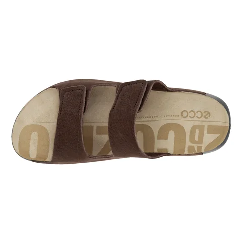 Men's ECCO® Cozmo Nubuck Two Strap Sandal - Brown - Top