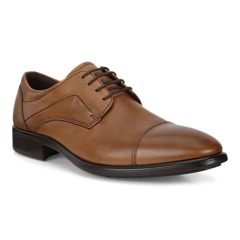 Image of ECCO Citytray - Men's Leather Derby Shoe - Brown - Size: 10.5-11 (EU 45)