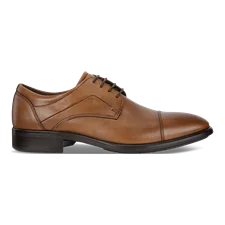 Men's ECCO® Citytray Leather Derby Shoe - Brown - Outside