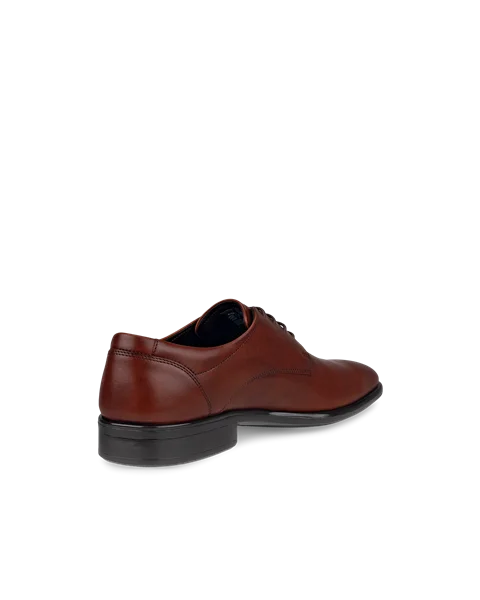 Men's ECCO® Citytray Leather Derby Shoe - Brown - B