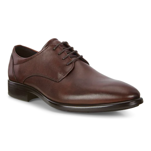 Image of ECCO Citytray - Men's Leather Derby Shoe - Brown - Size: 6 (EU 39)