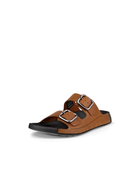 ECCO® Cozmo sandaler i læder med to remme og spænde til herrer - Brun - M