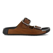 Męskie skórzane sandały z dwoma paskami ECCO® Cozmo - Brązowy - Outside