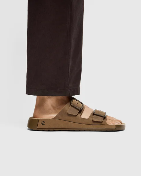 Men's ECCO® Cozmo Nubuck Two Strap Sandal - Brown - Lifestyle_Image_1