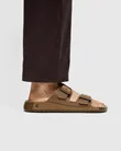 Men's ECCO® Cozmo Nubuck Two Strap Sandal - Brown - Lifestyle_Image_1