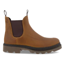 Men's ECCO® Grainer Nubuck Chelsea Boot - Brown - Outside
