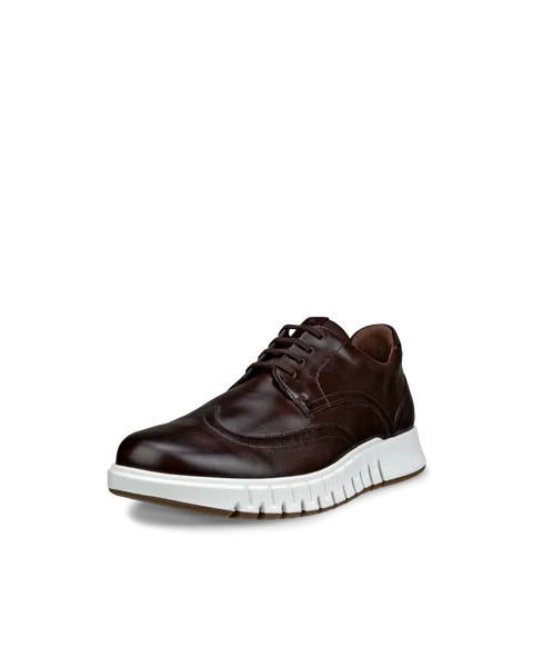 Men's ECCO® GRUUV STUDIO Leather Dress Shoe - Brown - M