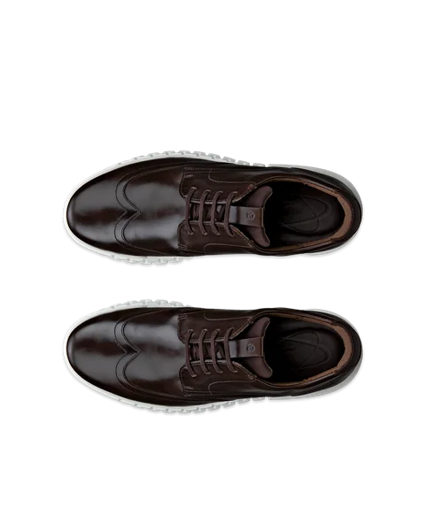Men's ECCO® GRUUV STUDIO Leather Dress Shoe - Brown - Top_Left_Pair