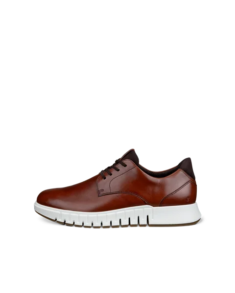 Men's ECCO® Gruuv Studio Leather Trainer - Brown - O