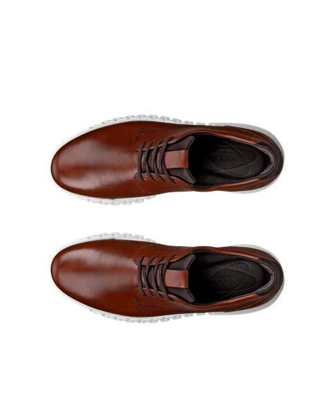 Men's ECCO® Gruuv Studio Leather Trainer - Brown - Top_Left_Pair