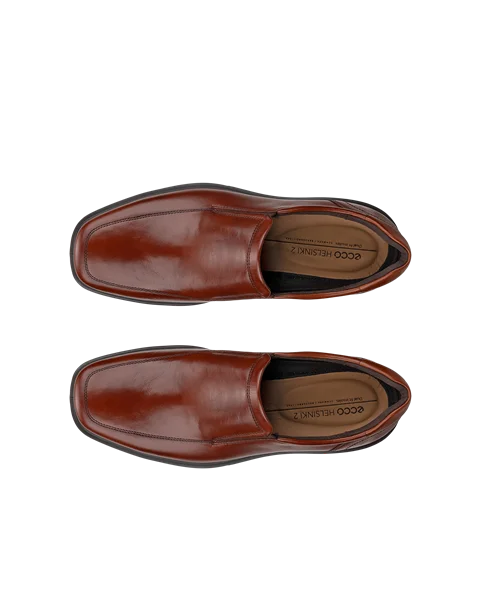 Men's ECCO® Helsinki 2 Leather Slip-On Dress Shoe - Brown - Top_Left_Pair