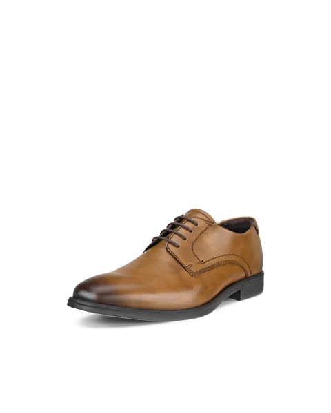 Men's ECCO® Melbourne Leather Derby Shoe - Brown - M