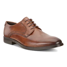 Men's ECCO® Melbourne Leather Derby Shoe - Brown - Nfh
