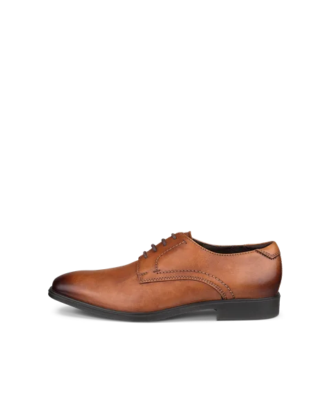 Men's ECCO® Melbourne Leather Derby Shoe - Brown - O