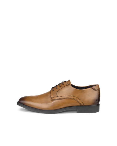 Men's ECCO® Melbourne Leather Derby Shoe - Brown - O