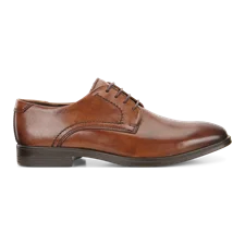 Men's ECCO® Melbourne Leather Derby Shoe - Brown - Outside