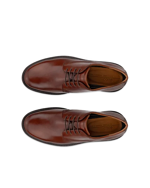 Men's ECCO® Metropole London Leather Derby Shoe - Brown - Top_Left_Pair