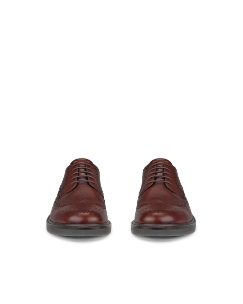 Men's ECCO® Metropole London Leather Brogue Shoe - Brown - Front_Pair