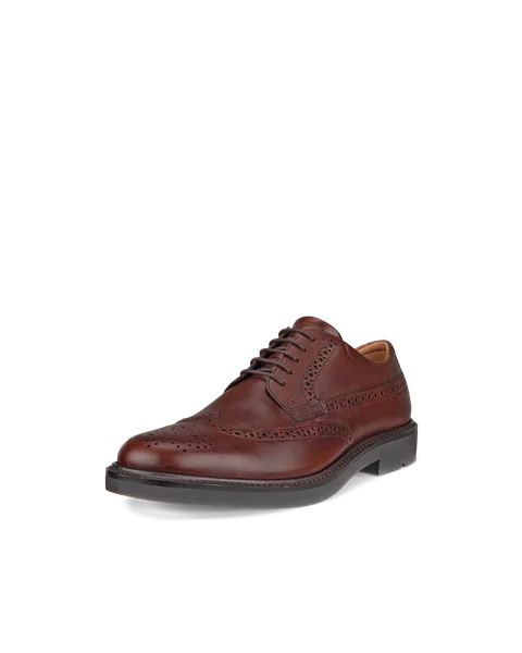 Men's ECCO® Metropole London Leather Brogue Shoe - Brown - M